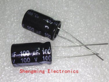 50pcs, 100uF 100V Radial Electrolytic Capacitor 10mm X16mm Free Shipping