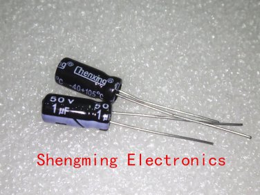 100PCS 1uF 50V 105C Radial Electrolytic Capacitor 5X11mm
