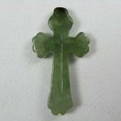 Natural oil green jade pendant cross of Christ. Hand-carved, pendant.