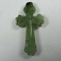 Natural oil green jade pendant cross of Christ. Hand-carved, pendant.