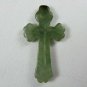 Natural oil green jade pendant cross of Christ. Hand-carved, pendant.