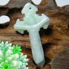 Natural white jade pendant cross of Christ. Jesus' hand-carved jade pendant