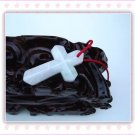 Natural white jade pendant cross of Christ. Hand-carved jade pendant. 48x24x5mm.