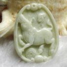 white jade pendant, hand-carved, lucky cow pendant / pendants