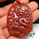Excellent natural red agate pendant. Dragon world. Hand-carved