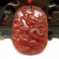 Excellent natural red agate pendant. Dragon world. Hand-carved