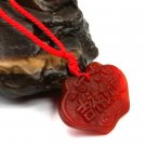 Natural red agate pendant, hand-carved "good luck." Agate necklace
