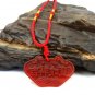 Natural red agate pendant, hand-carved "good luck." Agate necklace