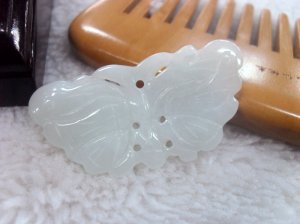 Natural, white jade butterfly charm pendant. The beautiful girl's favorite.