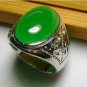 East Miao silver inlaid antique Yuhuan. Green jade ring surface. Successful man of choice.