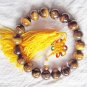 Natural Yellow Tiger Eye. 10mm beads. 19 hand-carved tiger eye stone bracelet