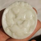 Hand-carved, jade necklace, "Fortune" double rabbit. Natural white jade pendant Hand-carved, jade necklace, "Fortune" double rabbit. Natural white jade pendant