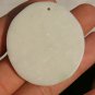 Hand-carved, jade necklace, "Fortune" double rabbit. Natural white jade pendant