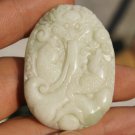 Natural white jade. Hand-carved jade necklace Pisces. Pendant