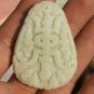 Natural white jade. Hand-carved (longevity) necklace. Longevity Pendant