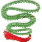 Tibetan Buddhist prayer beads, 8 mm hand-carved green jade beads, 108 beads.