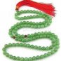 Tibetan Buddhist prayer beads, 8 mm hand-carved green jade beads, 108 beads.