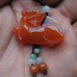 Hand-carved. Red Jade Pi Xiu pendant. Lucky necklace,