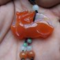 Hand-carved. Red Jade Pi Xiu pendant. Lucky necklace,