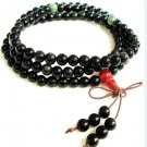 Obsidian bracelet, hand-carved (6 mm), 108 Mala Yoga meditation beads.
