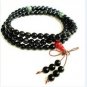 Obsidian bracelet, hand-carved (6 mm), 108 Mala Yoga meditation beads.