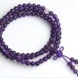 Amethyst beads, hand-carved beads 6 mm, 108 yoga meditation beads.