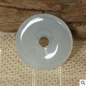 Jade white peace button. Pendant. Good luck pendant.