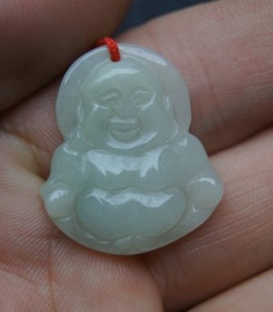 Natural jade pendant, hand-carved white jade Buddha. Amulet Pendant