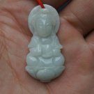 Natural jade, hand-carved white Guanyin, amulet pendant, approximately 37x18mm