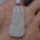 Guanyin Buddha. Hand-carved white jade Guanyin pendant about 42x20mm.