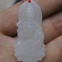 Guanyin Buddha. Hand-carved white jade Guanyin pendant about 42x20mm.