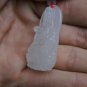 Guanyin Buddha. Hand-carved white jade Guanyin pendant about 42x20mm.
