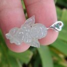 Natural jade, hand-carved, good luck pendant. White Angel Pendant