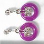 Miao silver inlaid butterfly-shaped, purple jade earrings. Beautiful woman (one pair price)