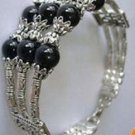 Antique Tibetan silver inlay, 3 rows of 9 all ink jade beads, Christmas gifts