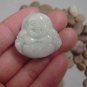 Natural white jade, hand-carved, amulets, smiling Buddha pendant, about 28x26x6mm