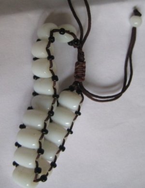 Natural jade. Hand-woven bracelets. White jade beads, neutral