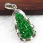 Antique Tibetan silver pendant inlaid with jade Guanyin, green jade amulet, Christmas gifts