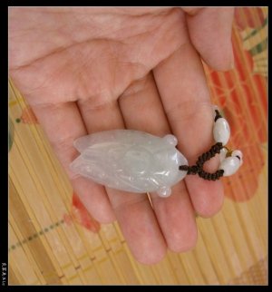 Natural jade cicada pendant. Hand-carved. Natural white jade cicada. Pendant necklace.