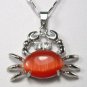 Crab-shaped Tibetan silver inlaid antique red jade pendants, Christmas gifts