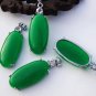 Miao silver inlay; natural green jade pendant, lucky oval pendant, Christmas gifts