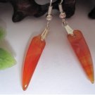 Red agate, hand-carved (pepper-shaped) earrings, (one pair price)