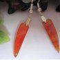 Red agate, hand-carved (pepper-shaped) earrings, (one pair price)