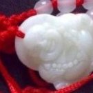 Natural white jade pendant, hand-carved Buddha amulets. 26x25mm.