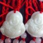 Natural white jade pendant, hand-carved Buddha amulets. 26x25mm.