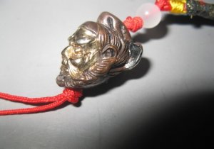 Vintage copper gilt exorcism. Melt the ghost. Zhong Kui. Amulet pendant