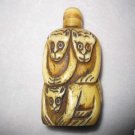 Vintage carved bone snuff bottles. Three (monkey head). Meaning again and again promoted