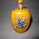 Antique copper-nickel alloy package yellow beeswax. Snuff bottles. Butterfly diagram. Crafts