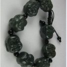 Double-sided hand-woven bracelet Buddha's head. Chinese black jade. Hand-carved.