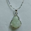 Antique Miao silver. Inlay. Shallow white Jade Buddha. Amulet